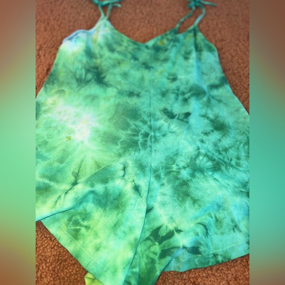 🌿Organic🌀Reiki Infused Psychedelic Tie Dye Jungmaven Hemp Sespe Short Romper - Picture 3 of 11